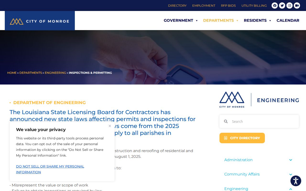 Monroe city directory research paired with inspections and permits