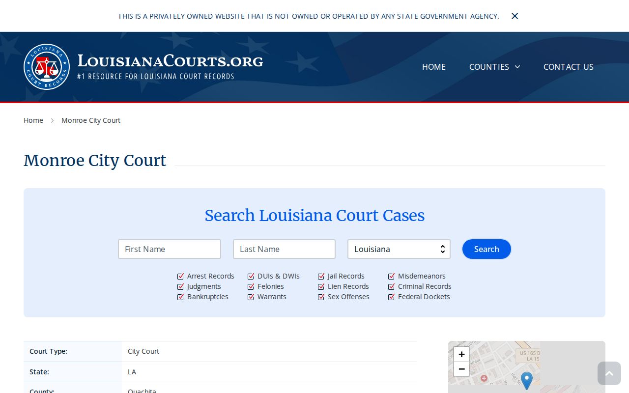 Monroe residents directory city court lookup
