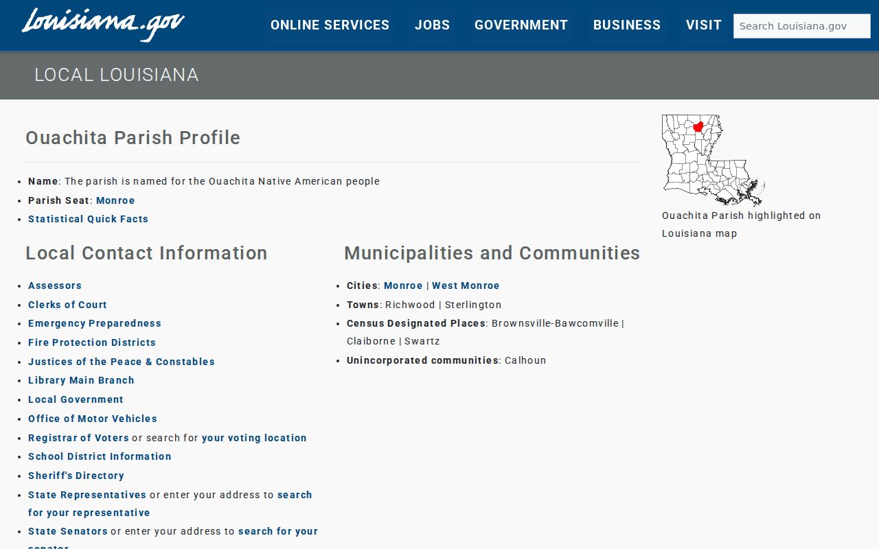 Monroe residents directory Ouachita Parish profile