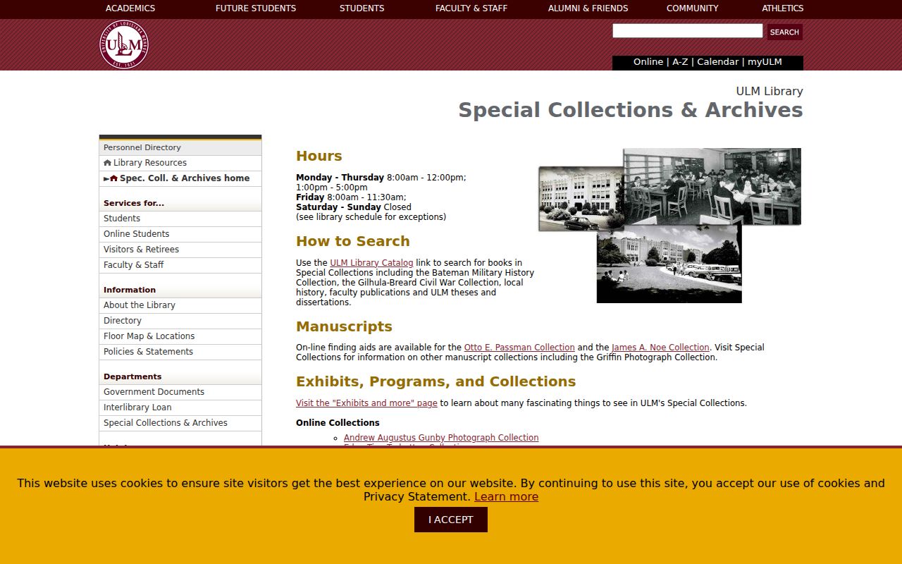 Monroe previous residents ULM Special Collections archive