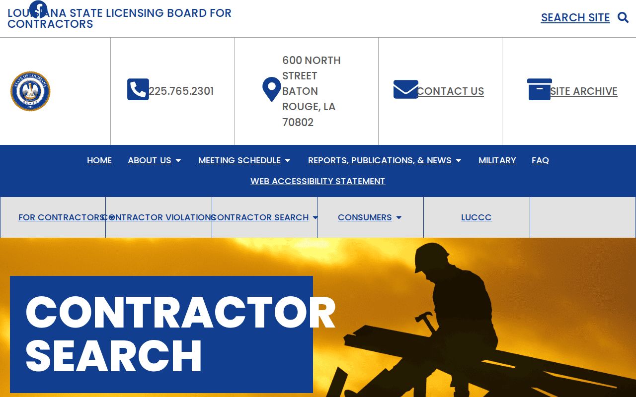 Monroe resident lookup through the Louisiana contractor license search
