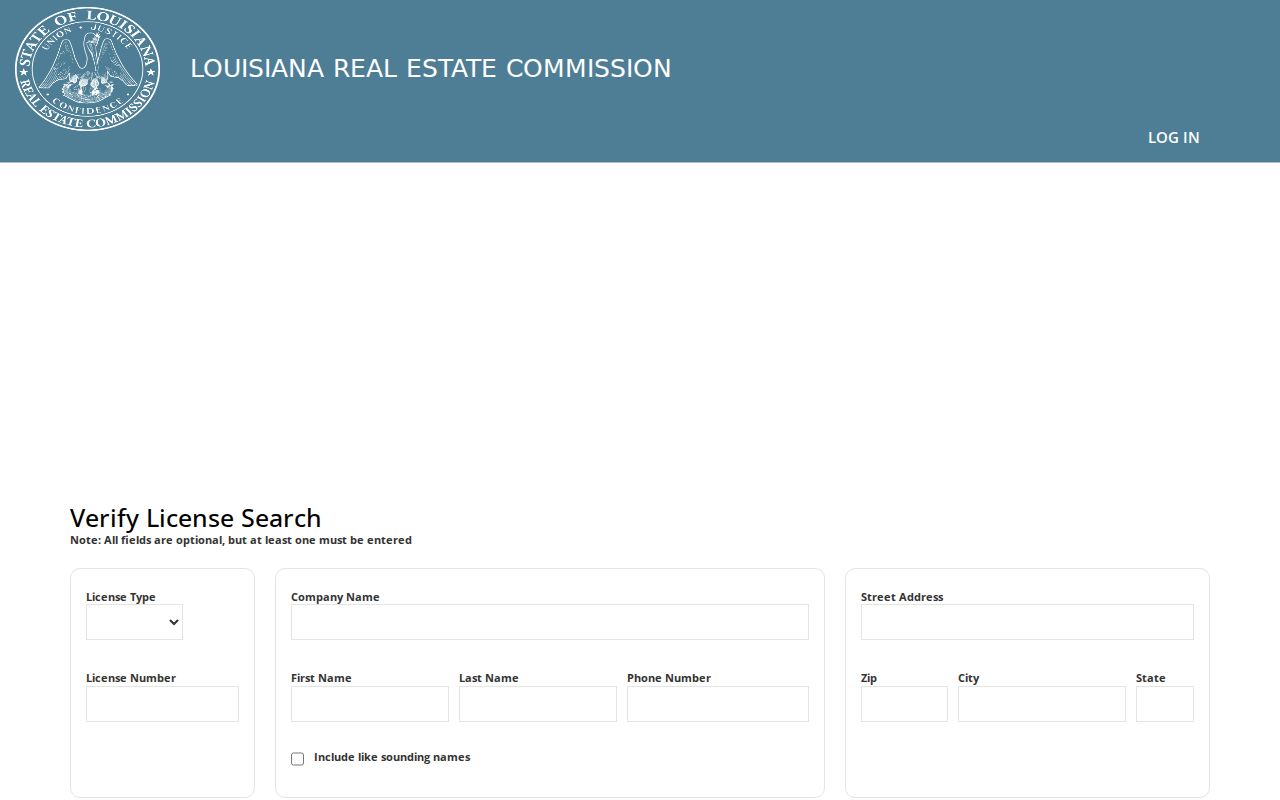 Monroe resident lookup using Louisiana real estate license fields