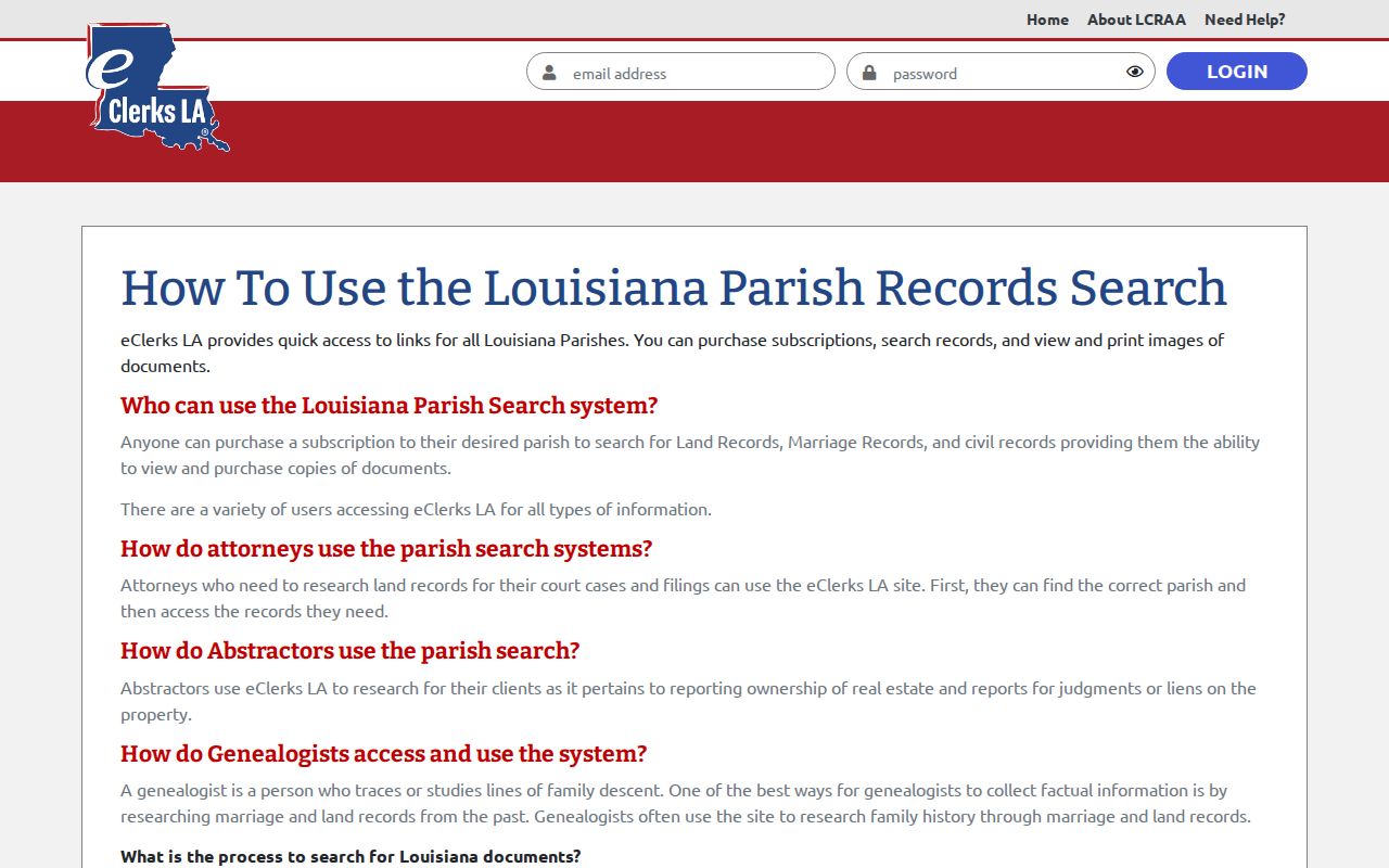 Monroe resident lookup through the statewide eClerks parish index